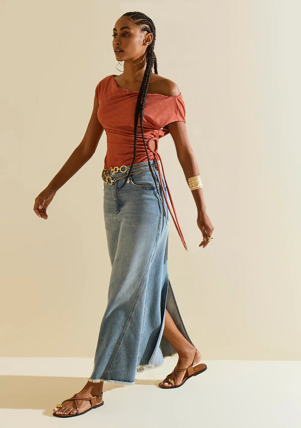 Pollera Evasé Tiro Alto Midi