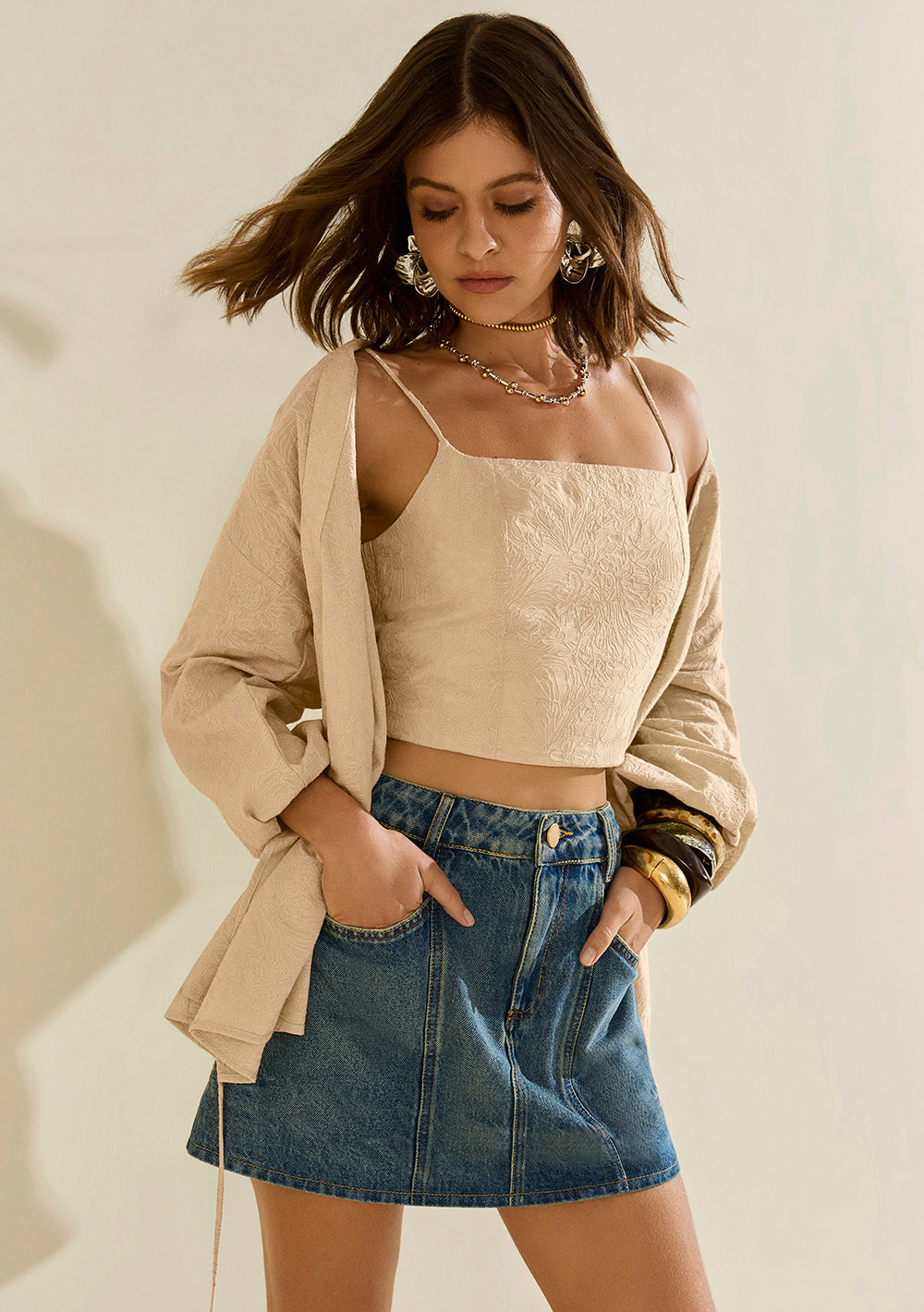 Pollera Corta Recta Tiro Alto