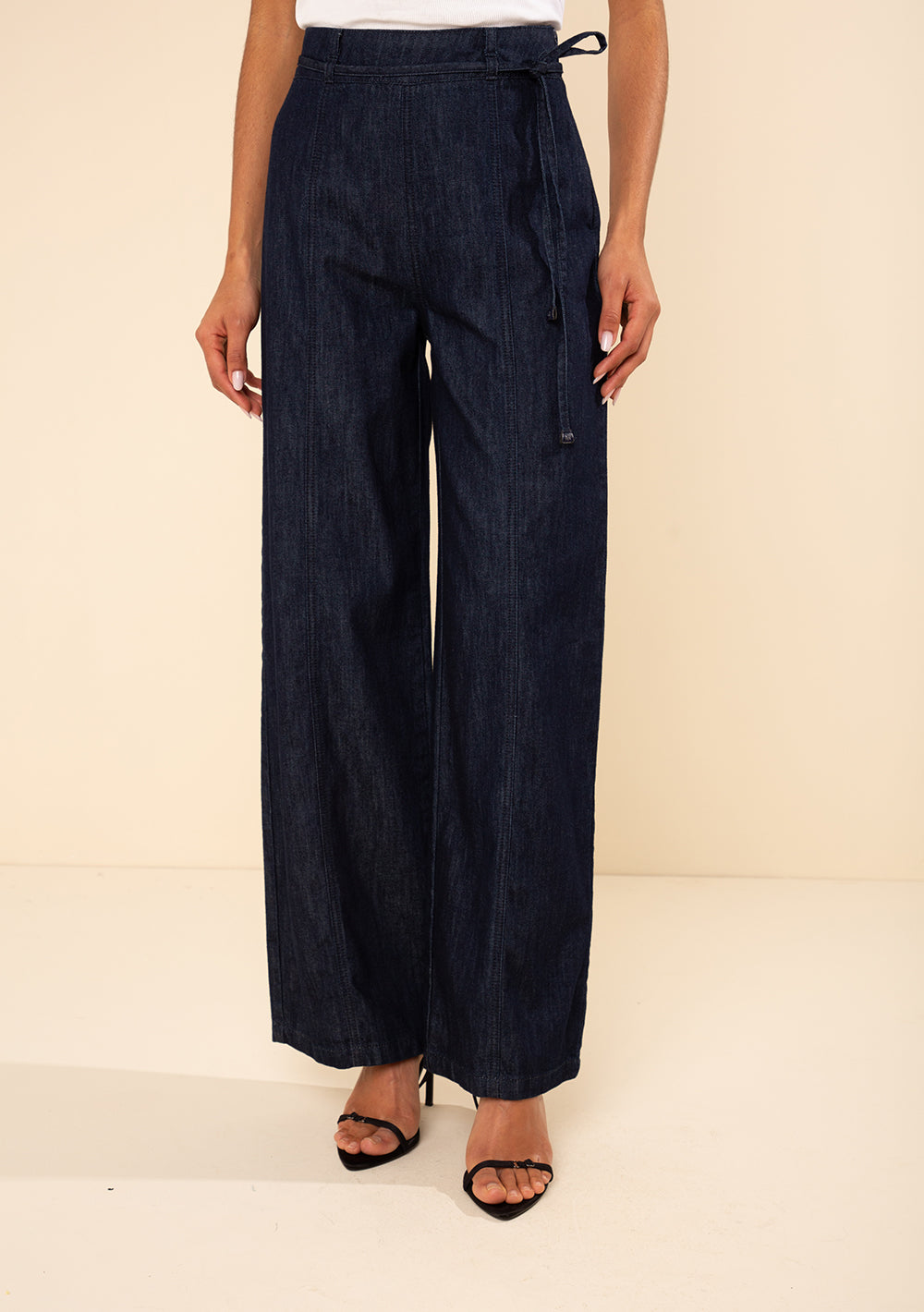 Pantalón Jeans Palazzo Tiro Alto