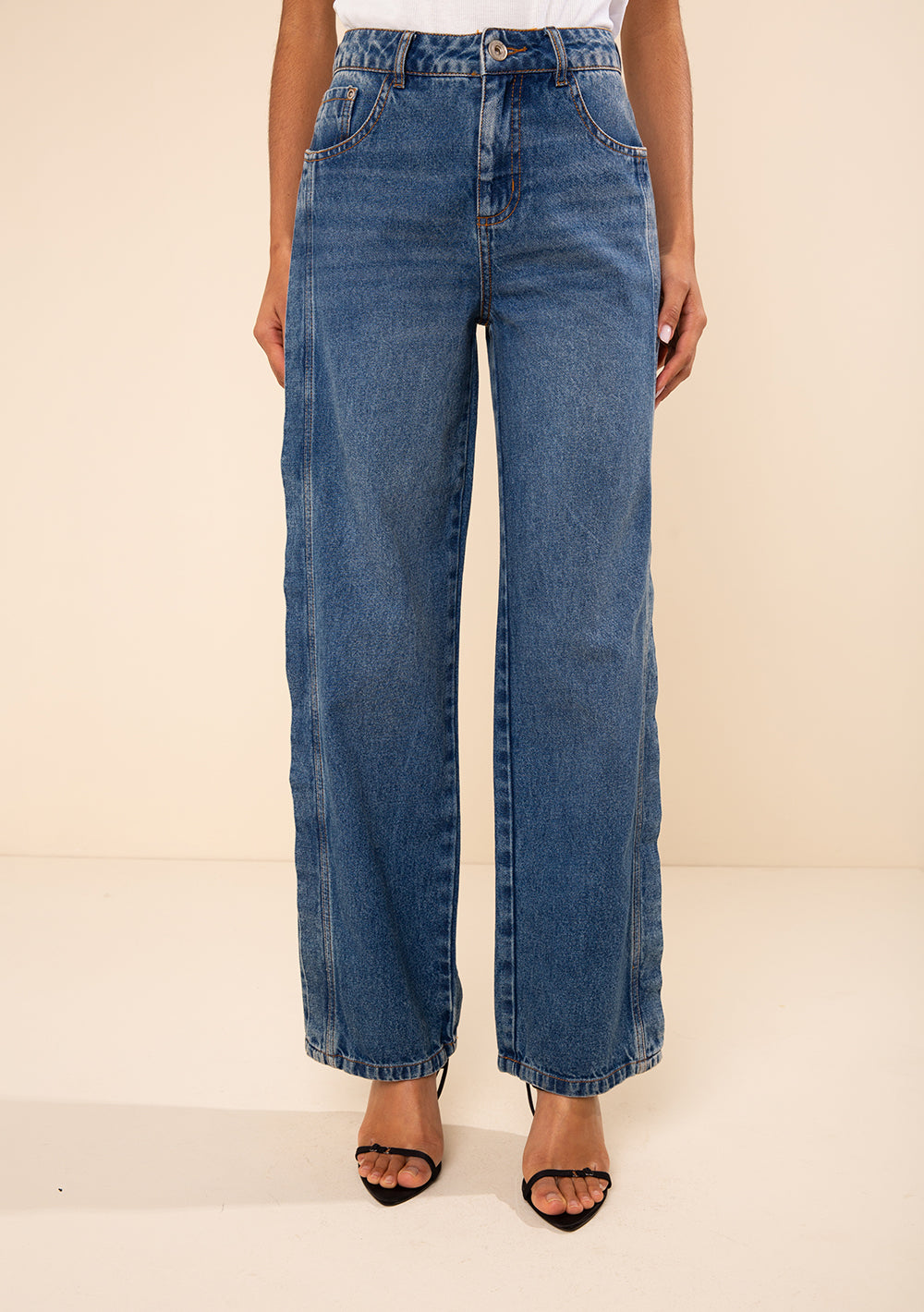 Pantalón Jeans Wide Tiro Medio