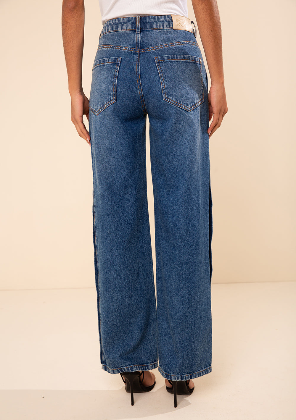 Pantalón Jeans Wide Tiro Medio