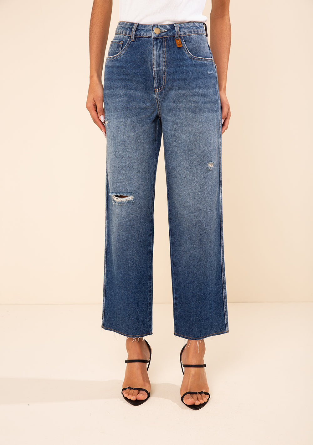 Pantalón Jeans Recto Tiro Alto