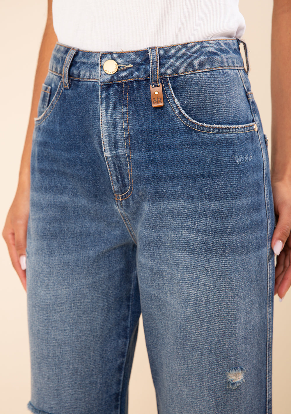 Pantalón Jeans Recto Tiro Alto