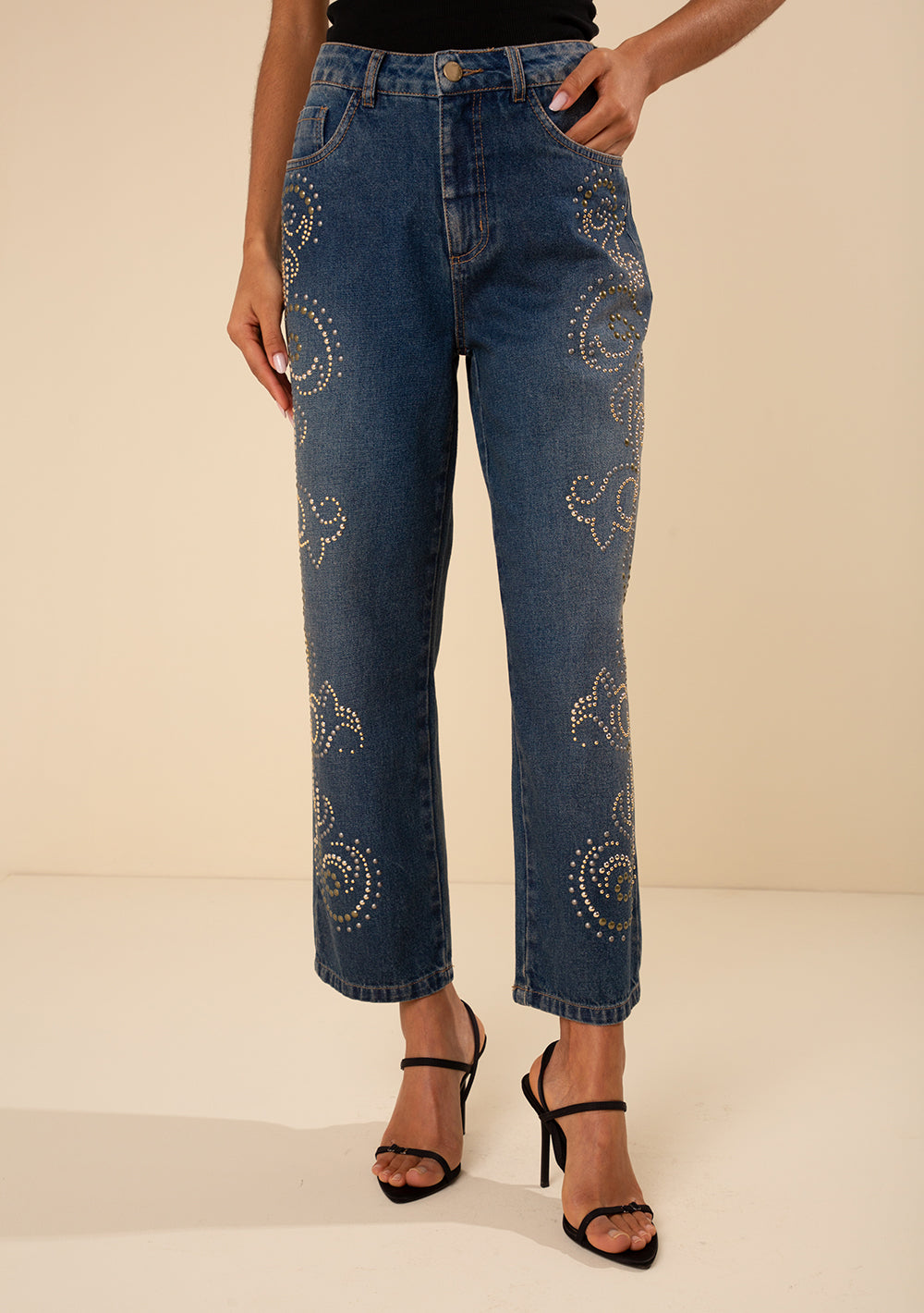 Pantalón Jeans Recto Tiro Alto