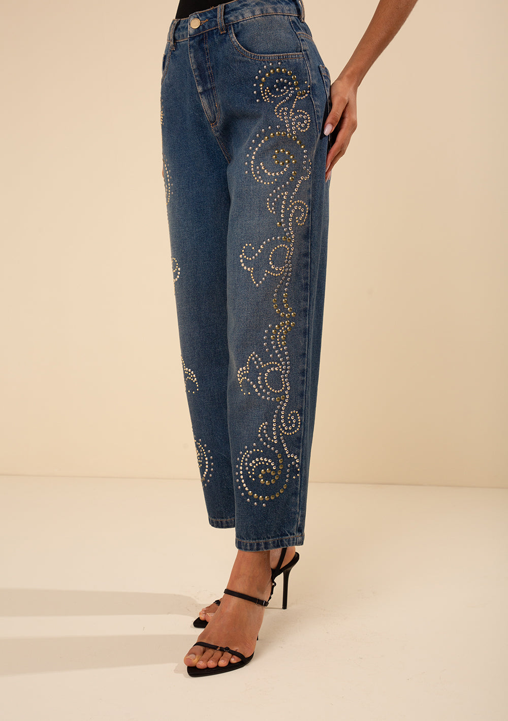 Pantalón Jeans Recto Tiro Alto