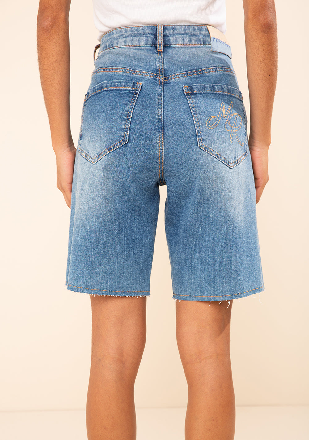 Bermuda Jeans Recta Tiro Medio