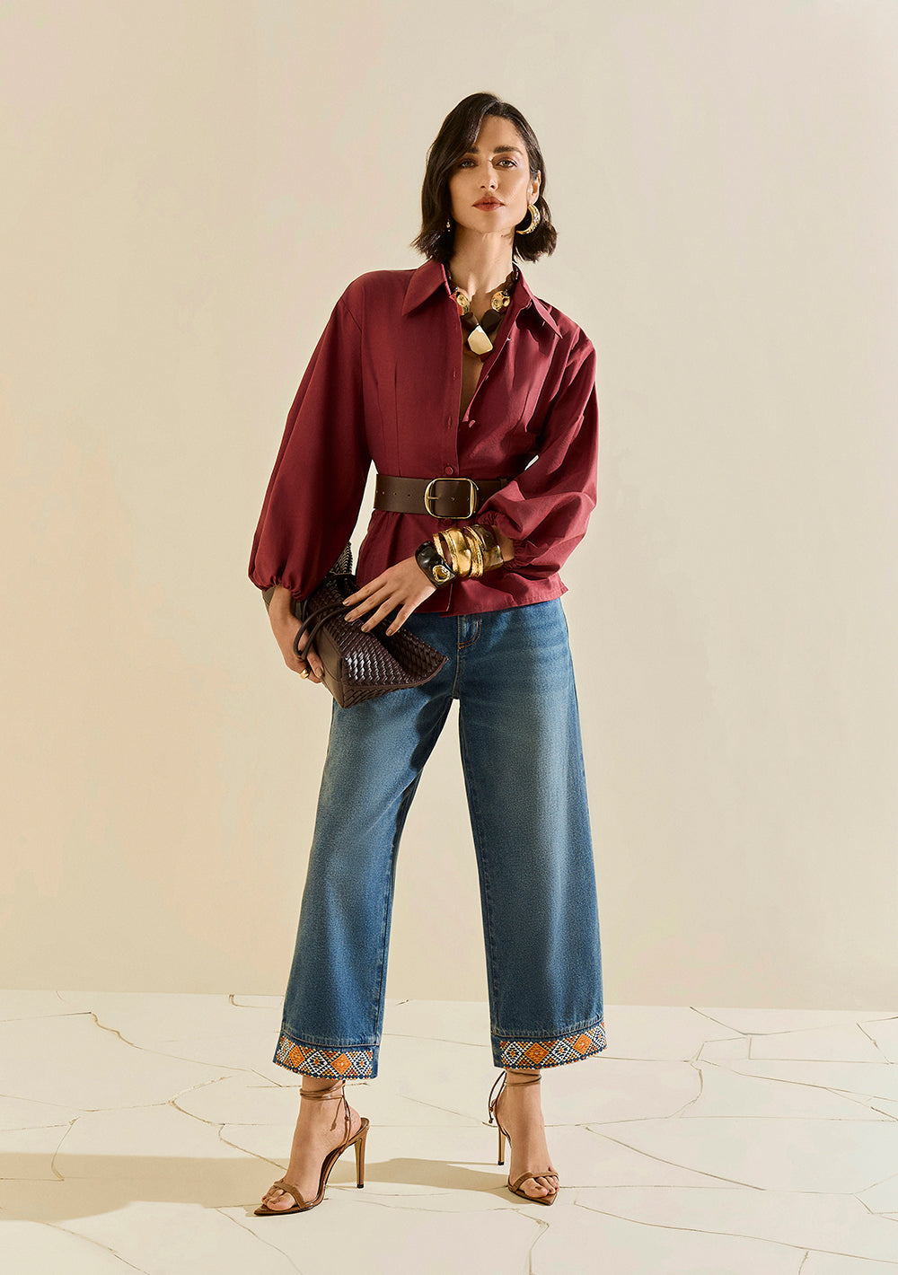 Pantalón Jeans Wide Tiro Medio