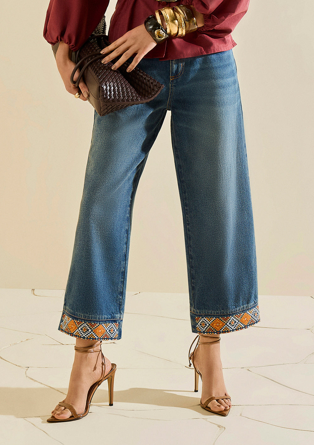 Pantalón Jeans Wide Tiro Medio