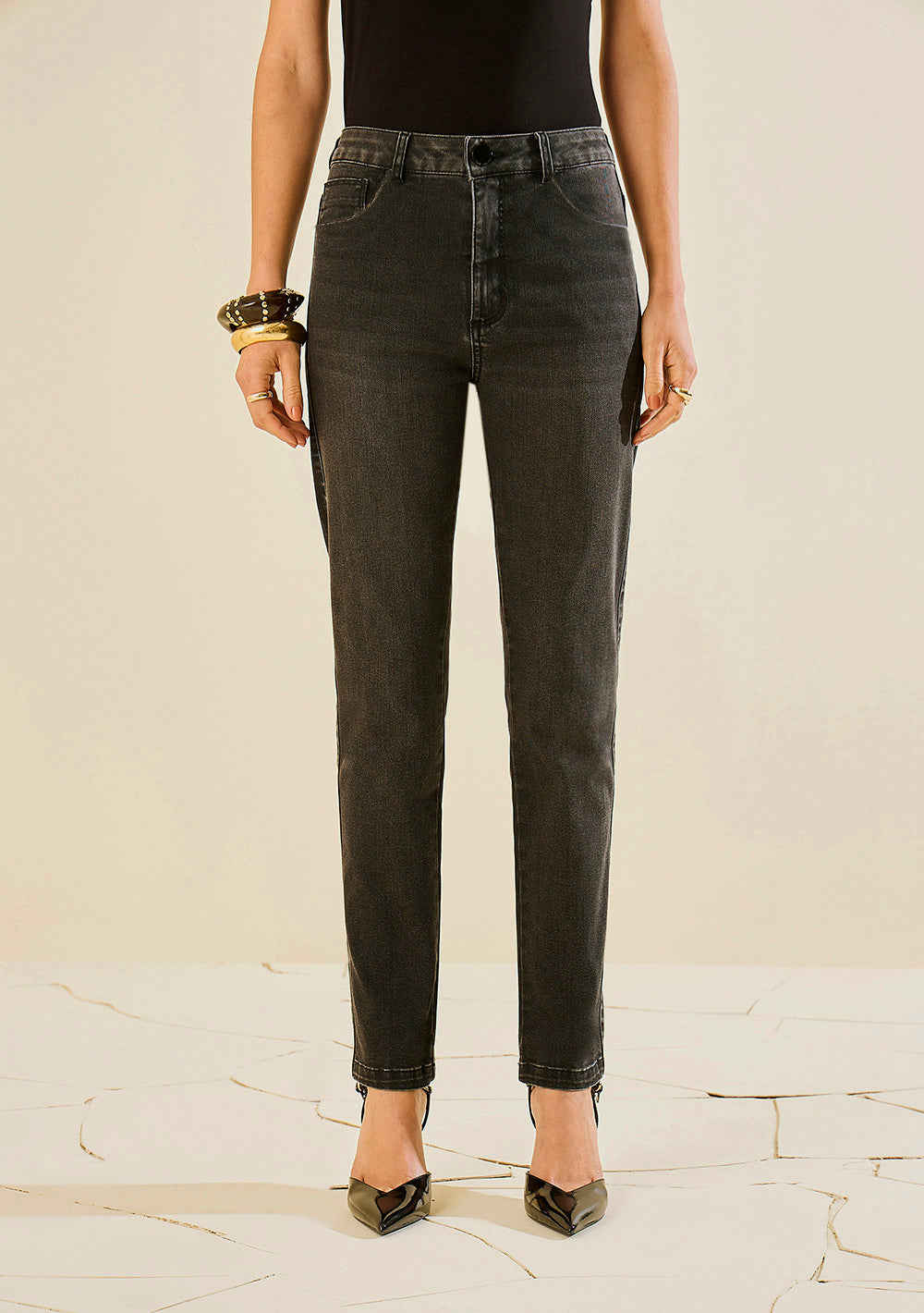 Jeans Skinny Tiro Alto