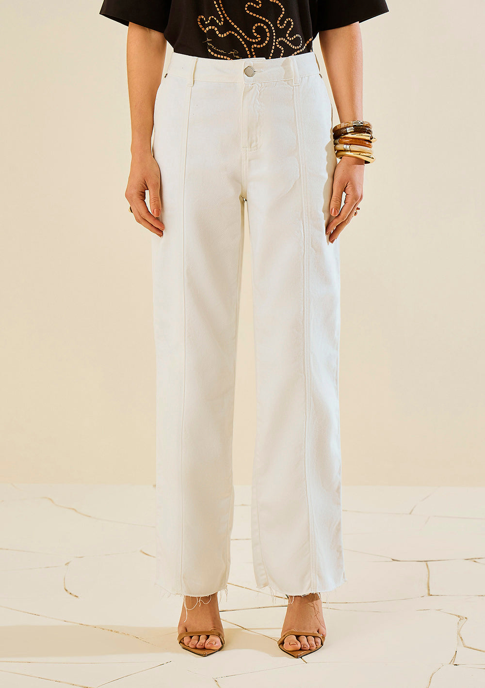 Jeans Wide Leg Tiro Medio