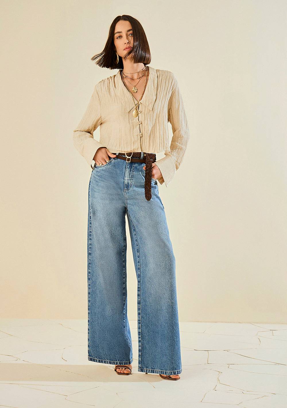 Jeans Palazzo Tiro Alto