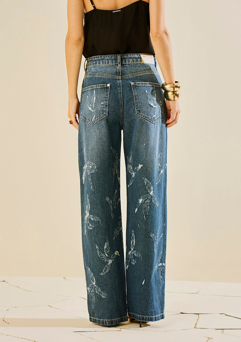 Jeans Wide Leg Tiro Alto