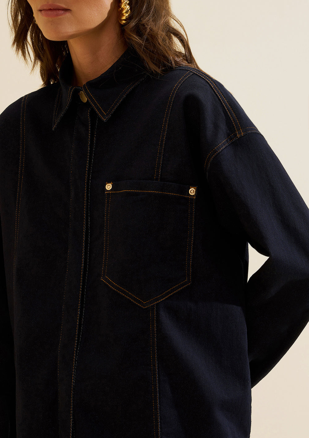 Camisa Suelta Polo Mangas Largas
