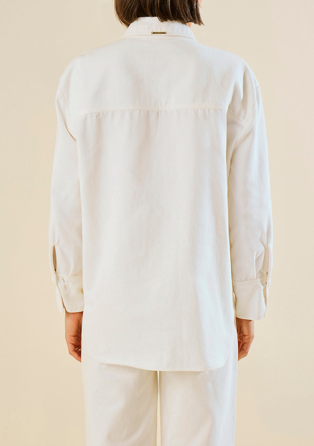 Camisa Suelta Cuello Polo Mangas Largas