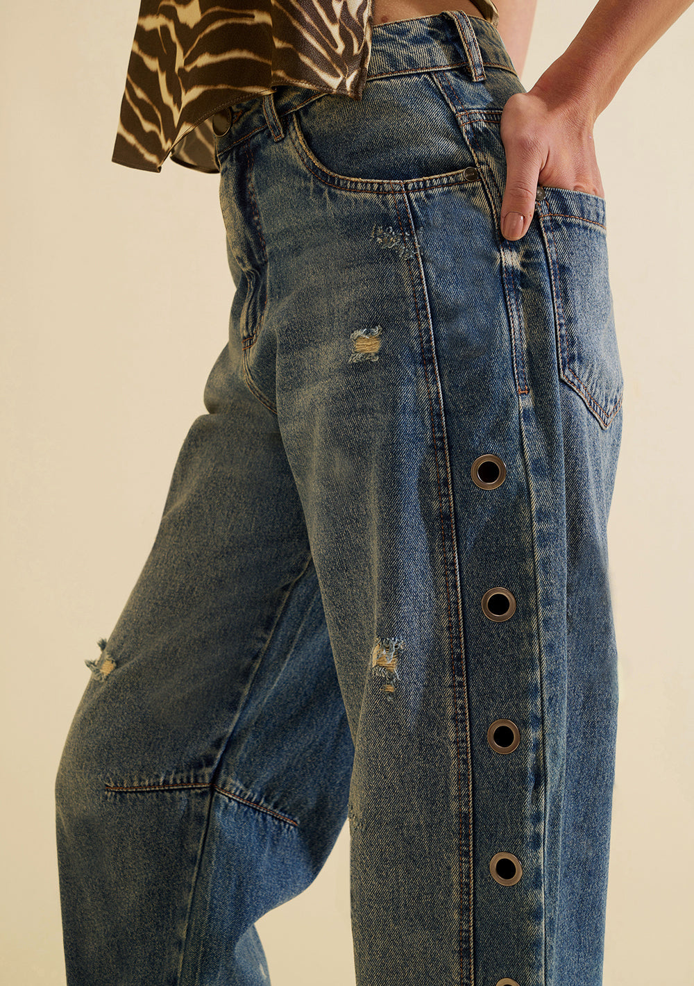 Pantalón Jeans Cigarette Tiro Alto