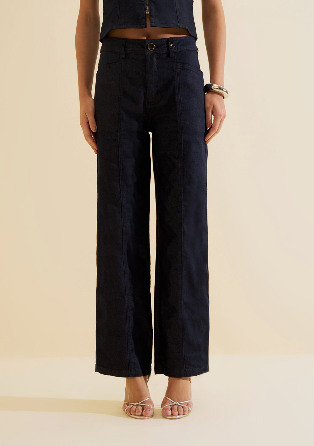 Pantalón Jeans Recto Tiro Alto