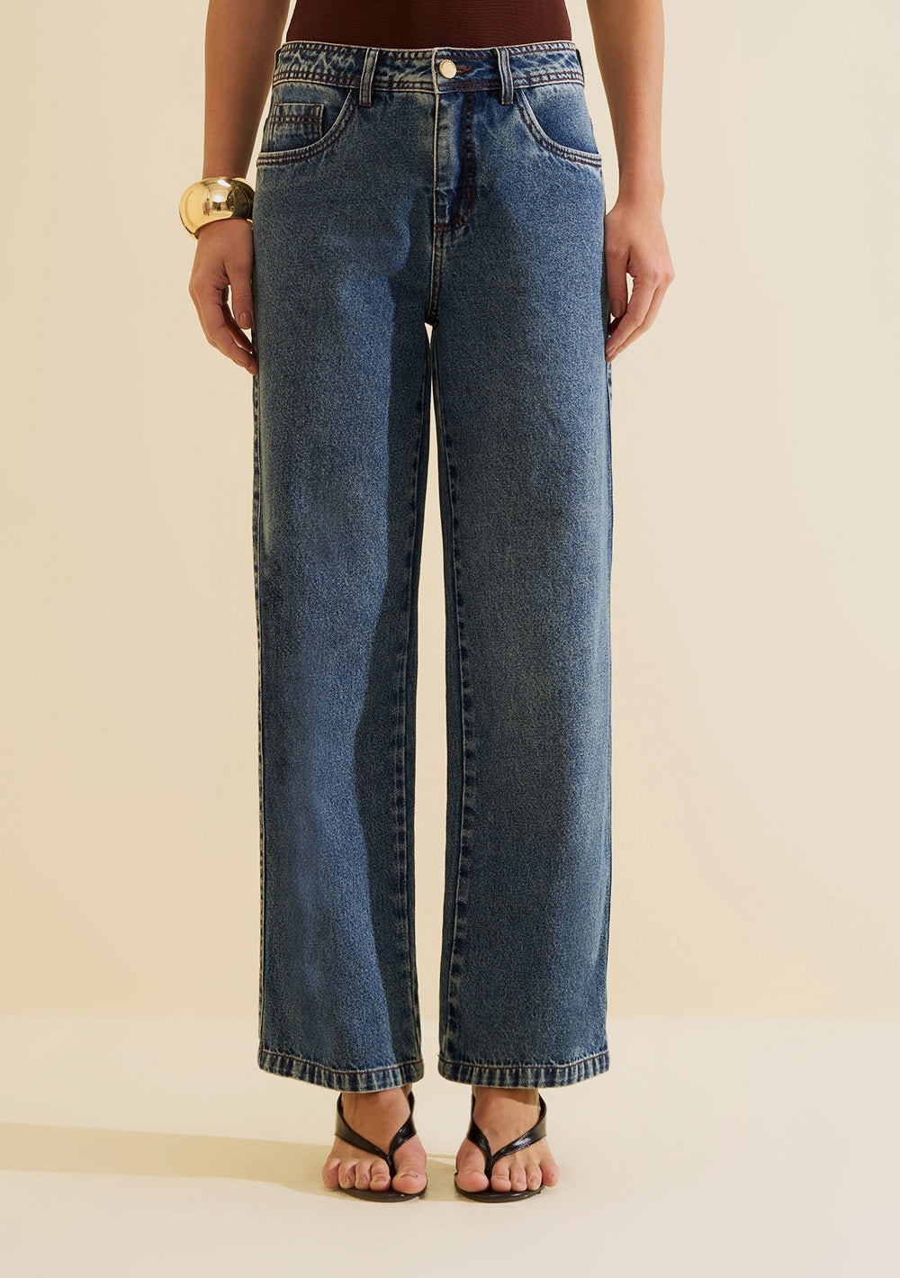 Pantalón Jeans Wide Leg Tiro Medio