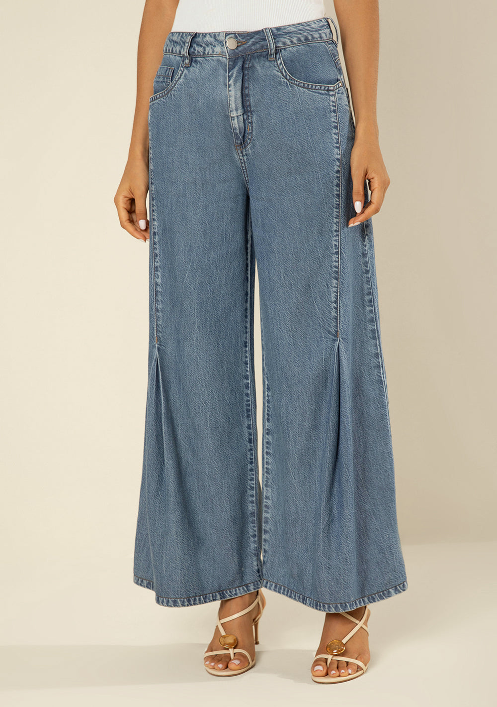 Pantalón Jeans Wide Leg Tiro Alto