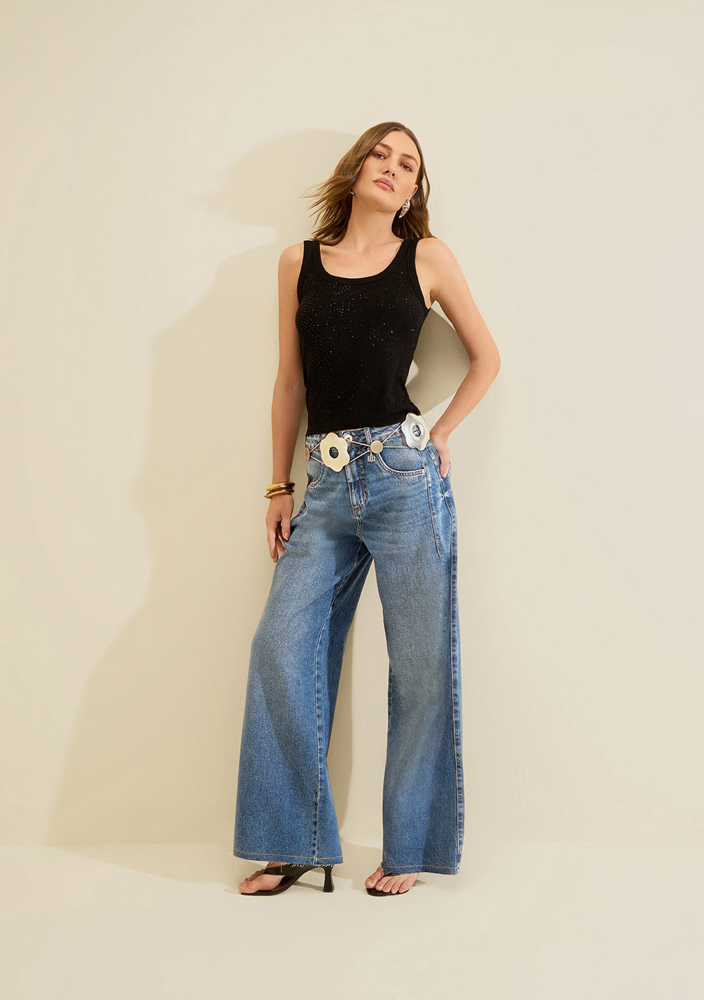 Pantalón Jeans Wide Leg Tiro Alto