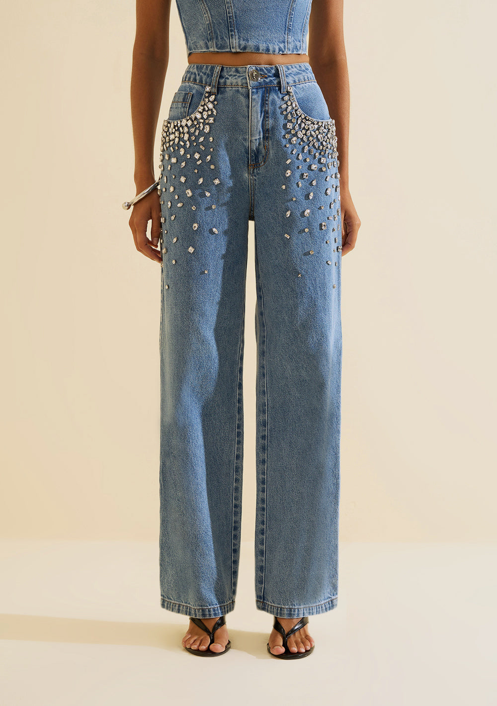 Pantalón Jeans Wide Leg Tiro Alto