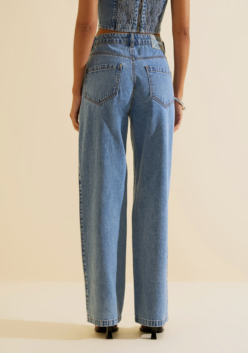 Pantalón Jeans Wide Leg Tiro Alto