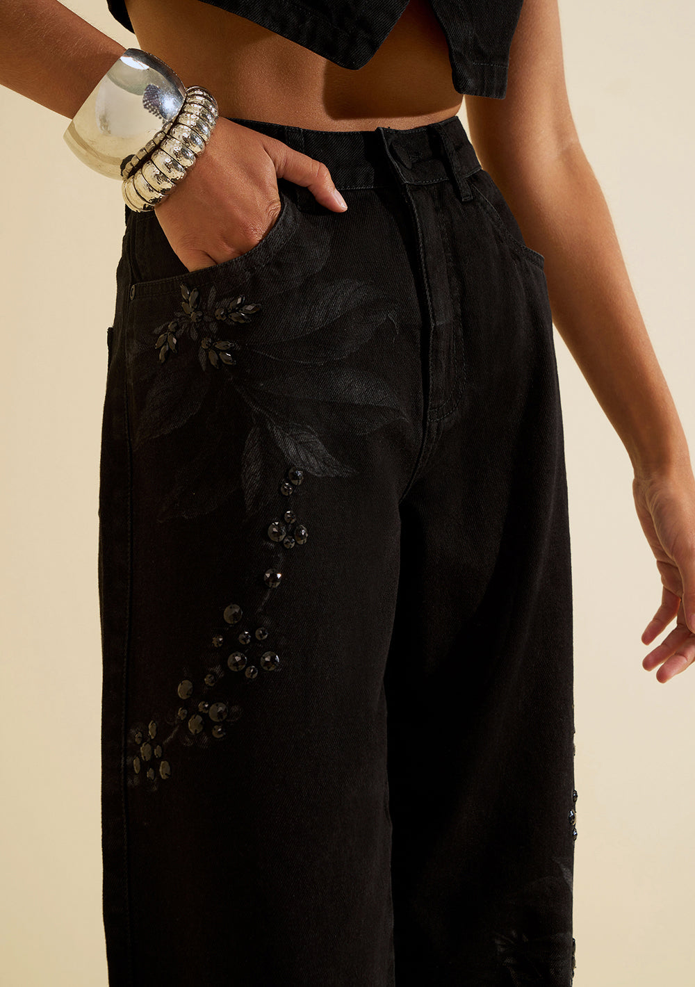 Pantalón Jeans Wide Leg Tiro Alto