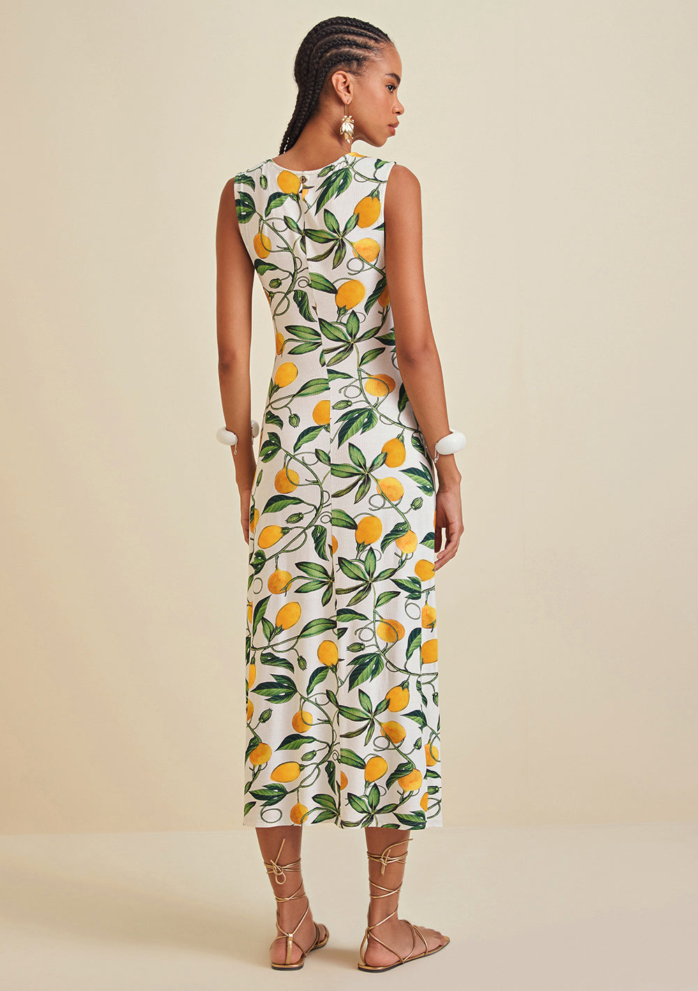 Vestido Midi Escote Redondo Con Abertura Lateral