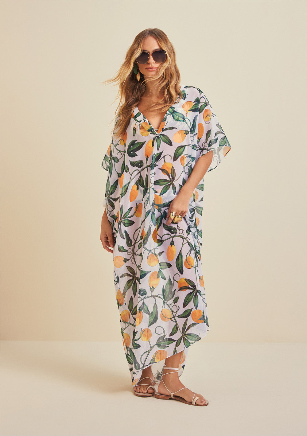 Kaftan Largo Con Detalle Estampado