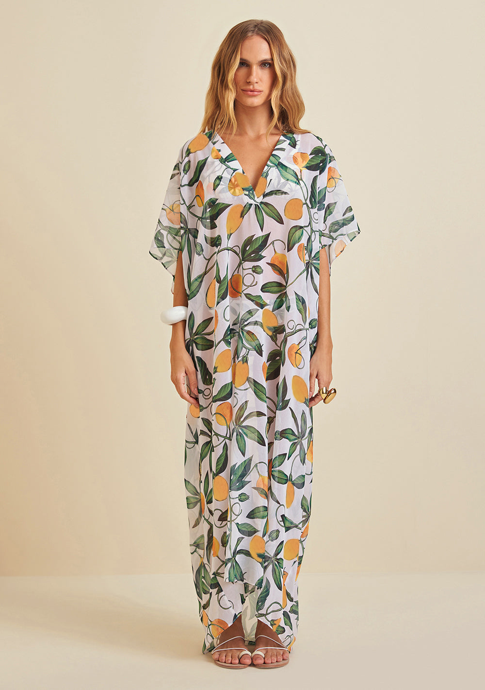 Kaftan Largo Con Detalle Estampado