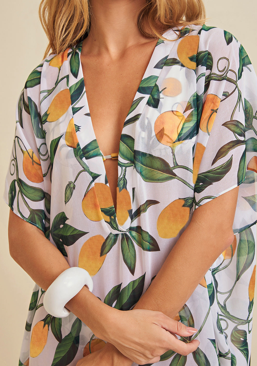 Kaftan Largo Con Detalle Estampado