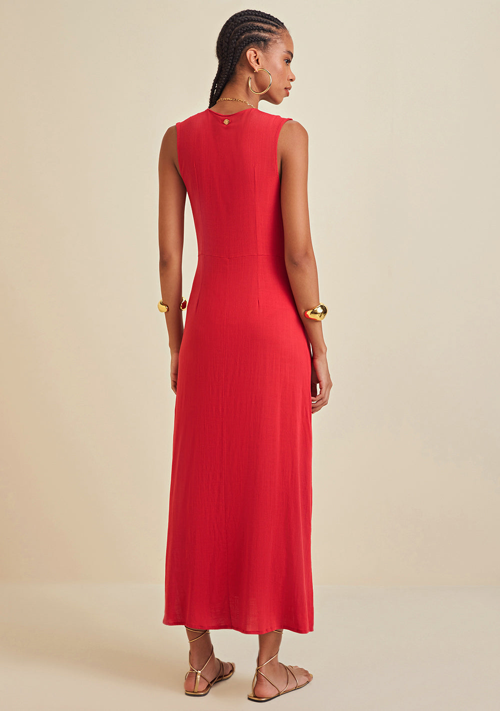 Vestido Largo Escote en V Abertura Frente