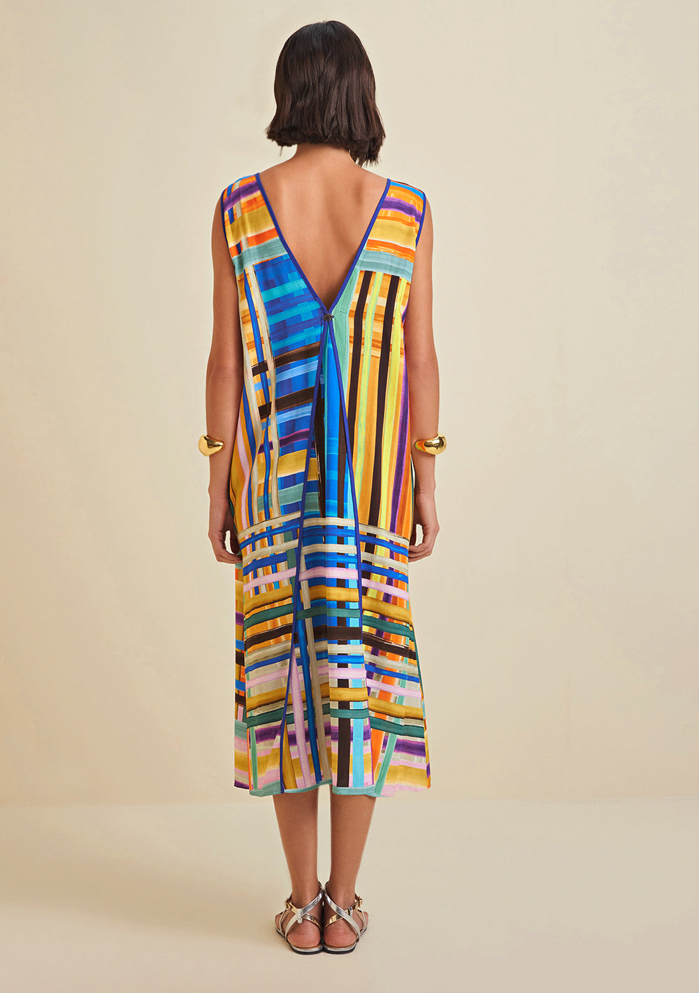 Vestido Suelto Escote en V Sin Mangas Midi