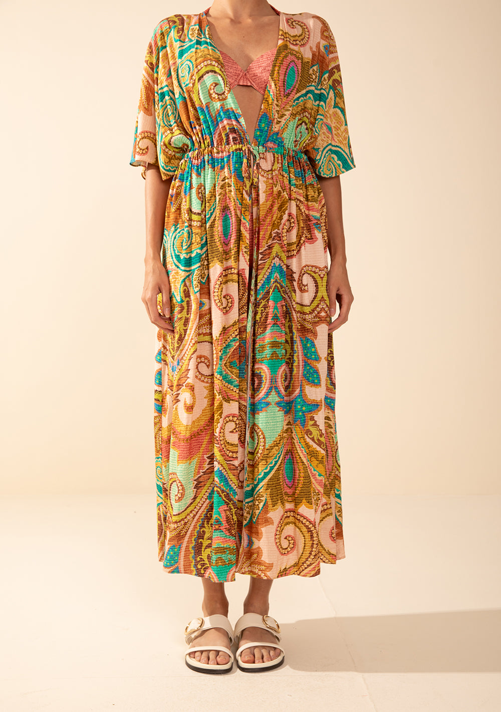 Vestido Suelto Escote En V Mangas Cortas Corto