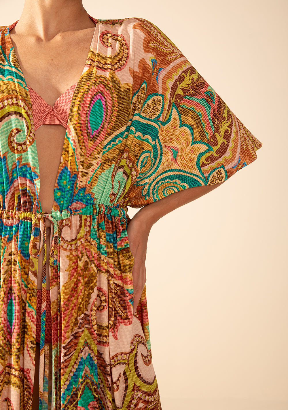 Vestido Suelto Escote En V Mangas Cortas Corto