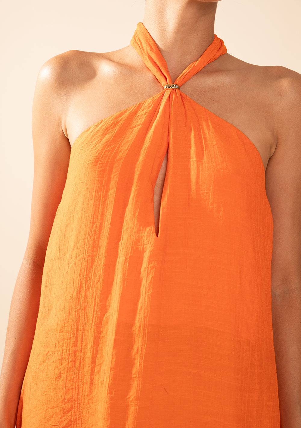 Vestido Suelto Cuello Francés Con Tirantes Corto