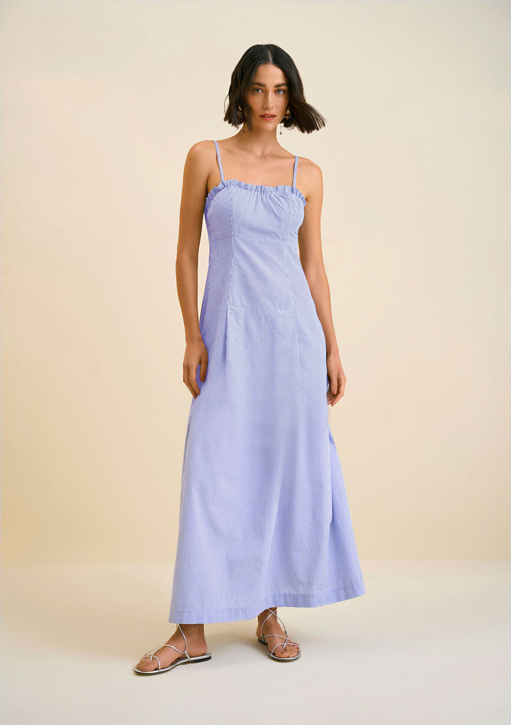 Vestido Largo Suelto Escote V Con Tirantes