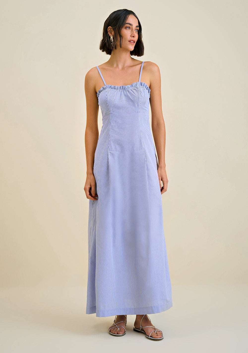 Vestido Largo Suelto Escote V Con Tirantes