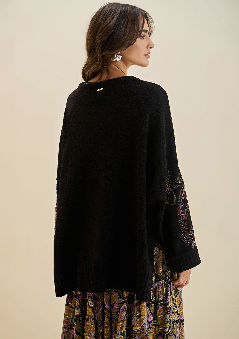 Blusa Suelta Escote Redondo Mangas Largas