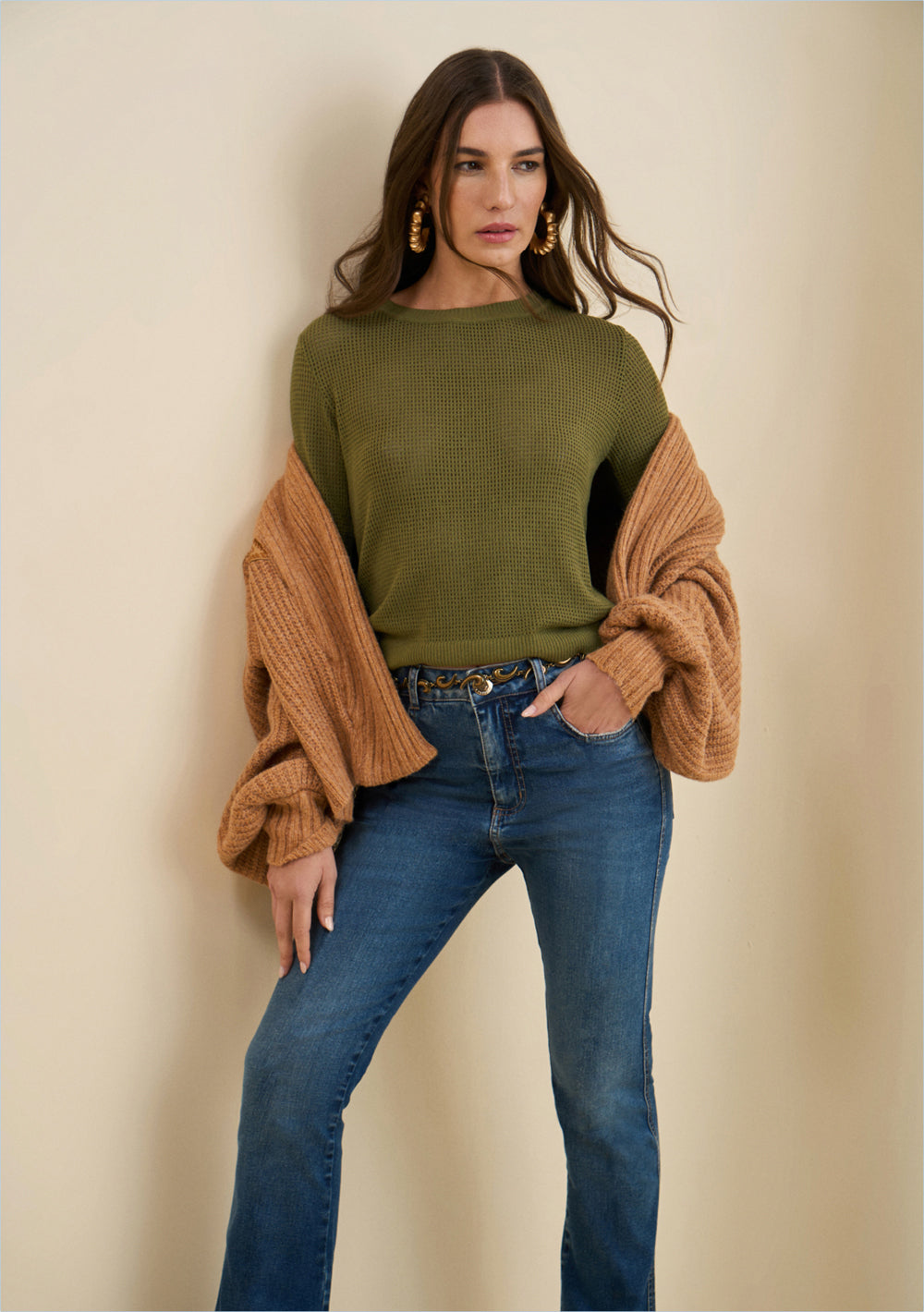 Blusa Ajustada Escote Redondo Mangas Cortas