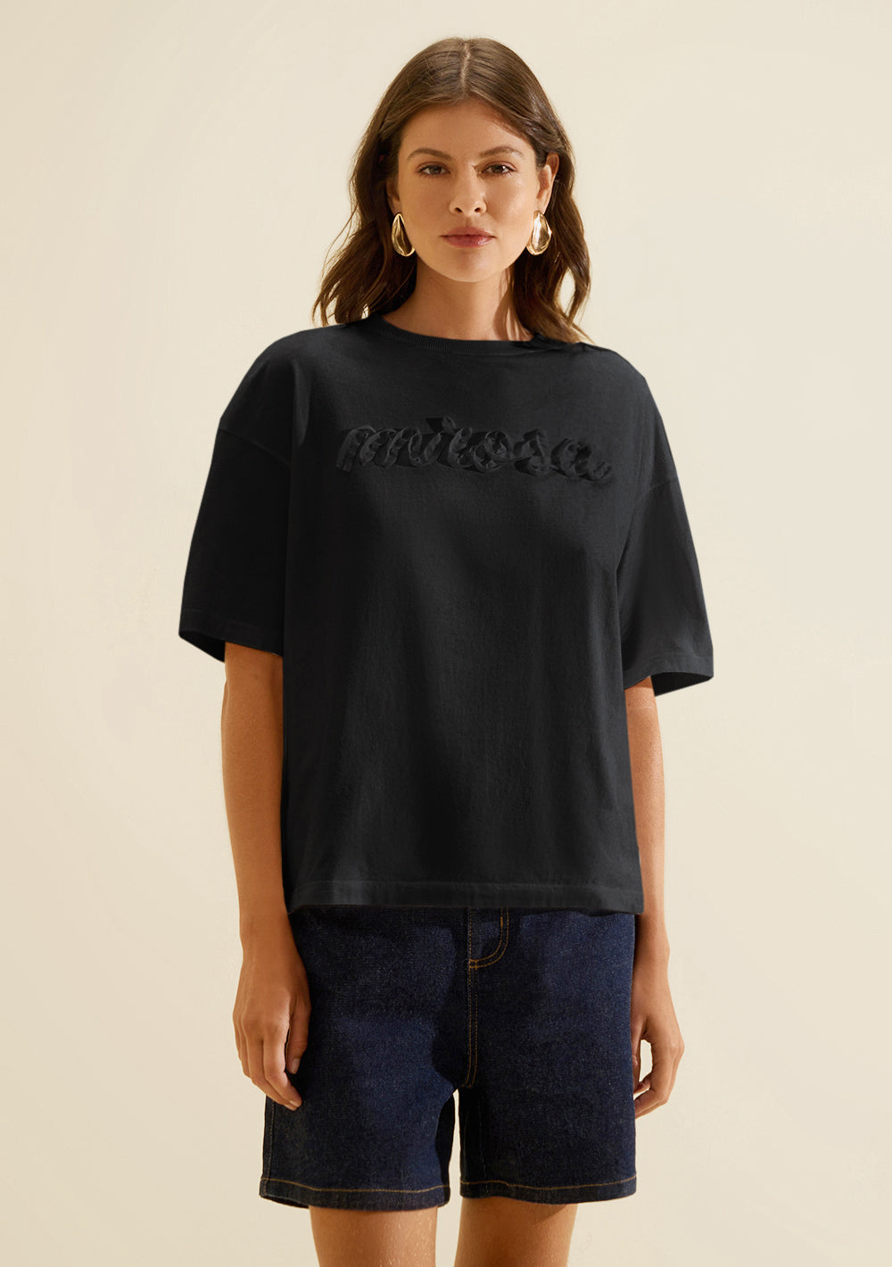 Camiseta Suelta Cuello Redondo Mangas Cortas