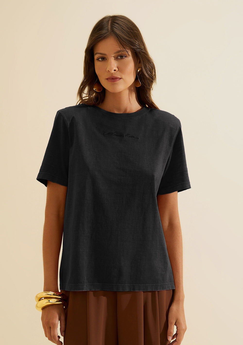 Camiseta Suelta Cuello Redondo Mangas Cortas