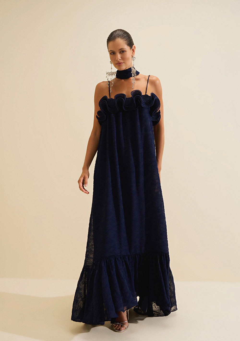 Vestido Largo Suelto Escote Recto Con Tirantes