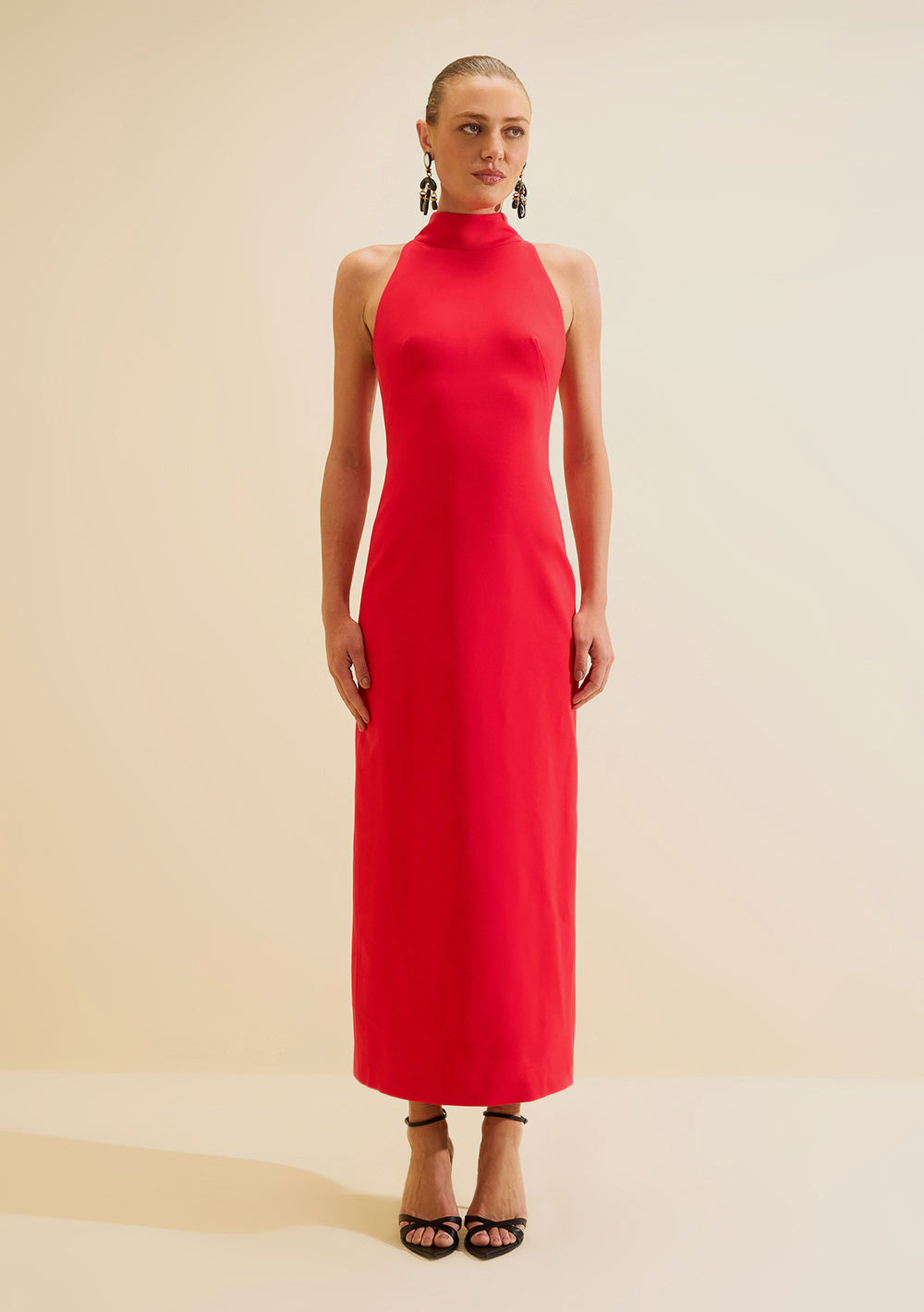 Vestido Largo Suelto Cuello Alto Sin Mangas