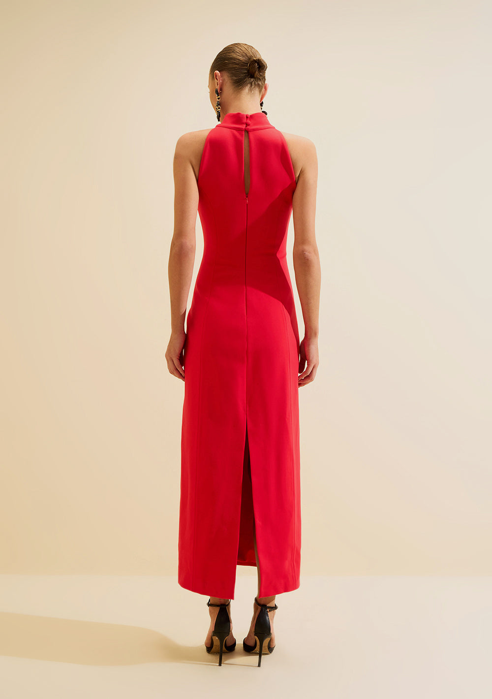 Vestido Largo Suelto Cuello Alto Sin Mangas