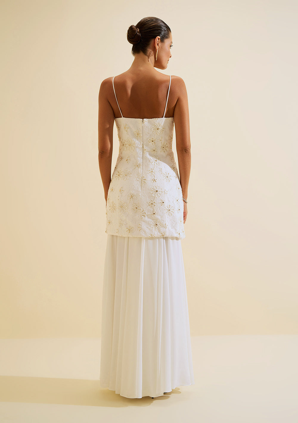 Vestido Largo Ajustado Escote Recto Con Tirantes