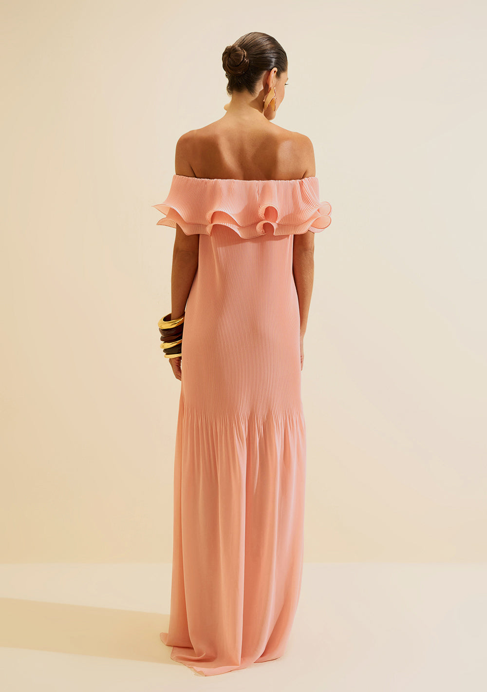 Vestido Largo Suelto Hombros Descubiertos Sin Tirantes