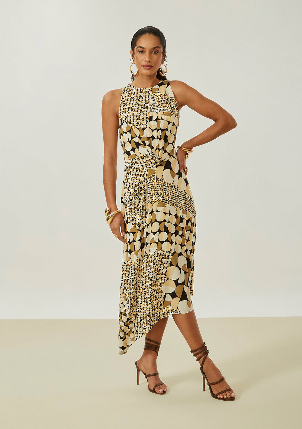 Vestido Suelto Escote Redondo Sin Mangas Midi
