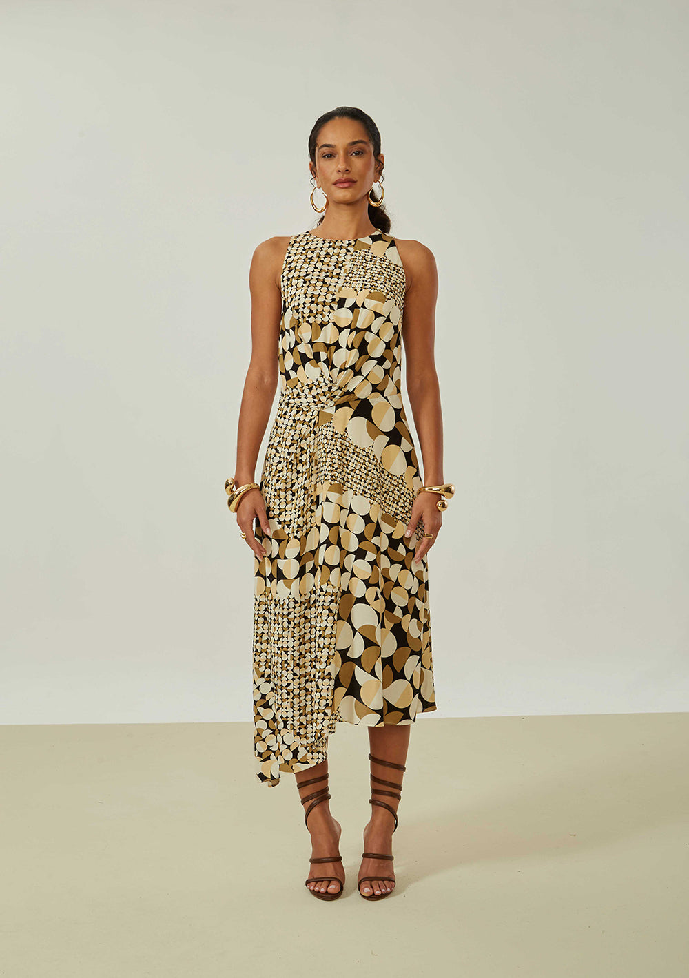 Vestido Suelto Escote Redondo Sin Mangas Midi