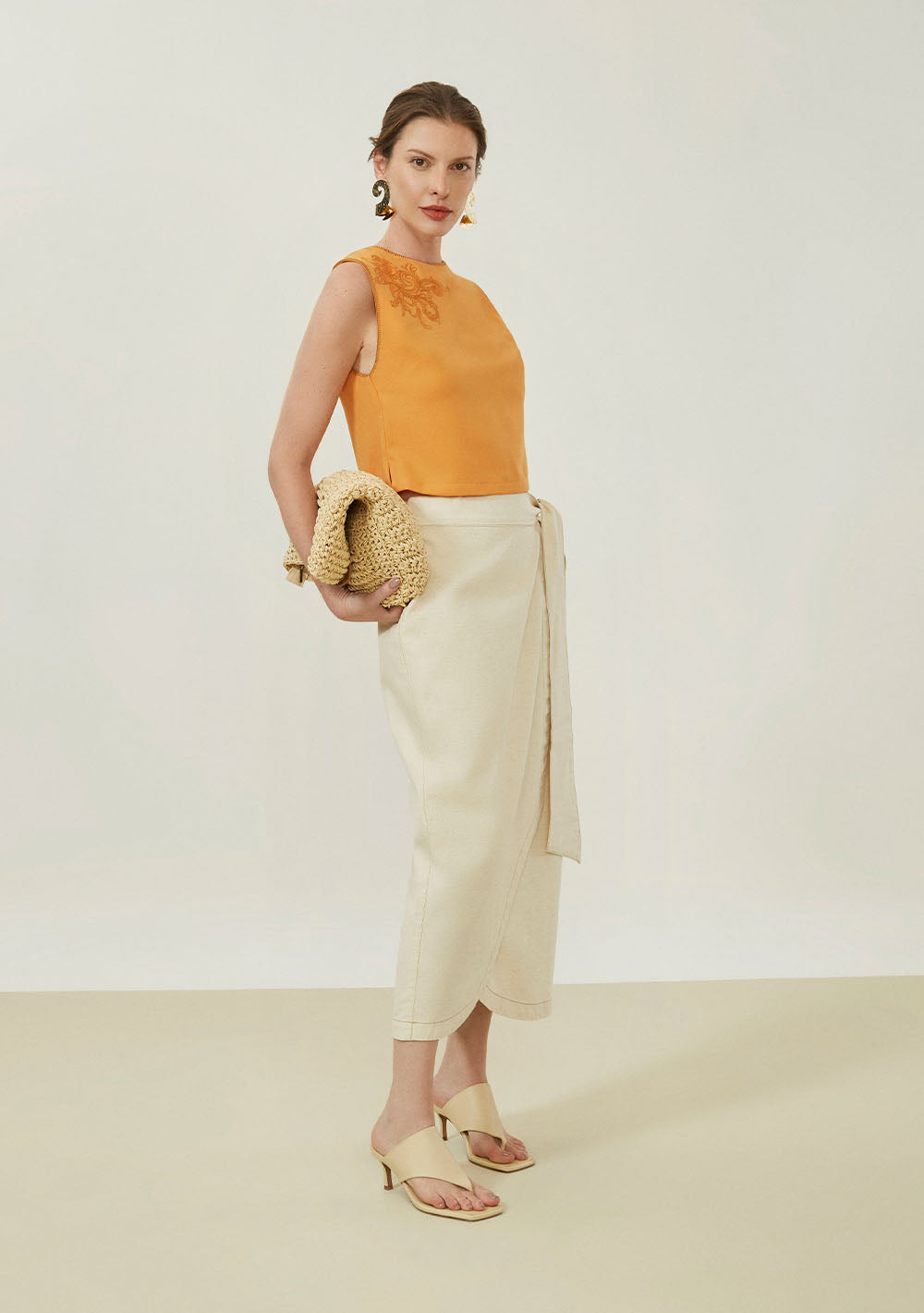 Blusa Suelta Escote Redondo Mangas Cortas Cropped