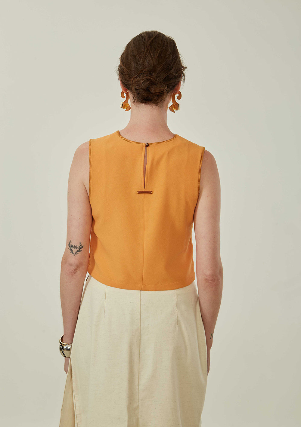 Blusa Suelta Escote Redondo Mangas Cortas Cropped